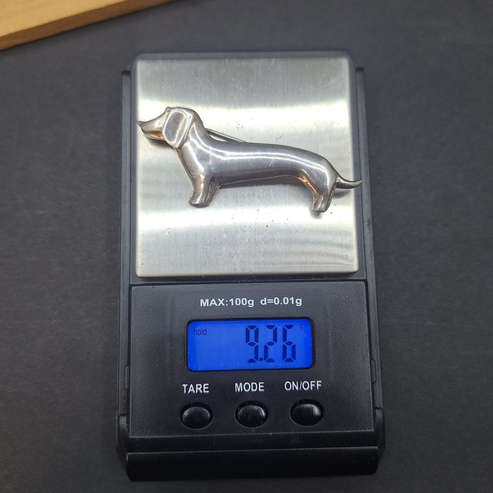 Vintage Mexico Sterling Silver Dachshund Weiner Dog Brooch Pin 9.26g - Picture 10 of 10